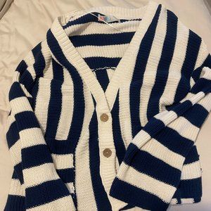 Free people (FP Beach) Cream and Navy Blue cardigan